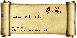 Gebei Máté névjegykártya